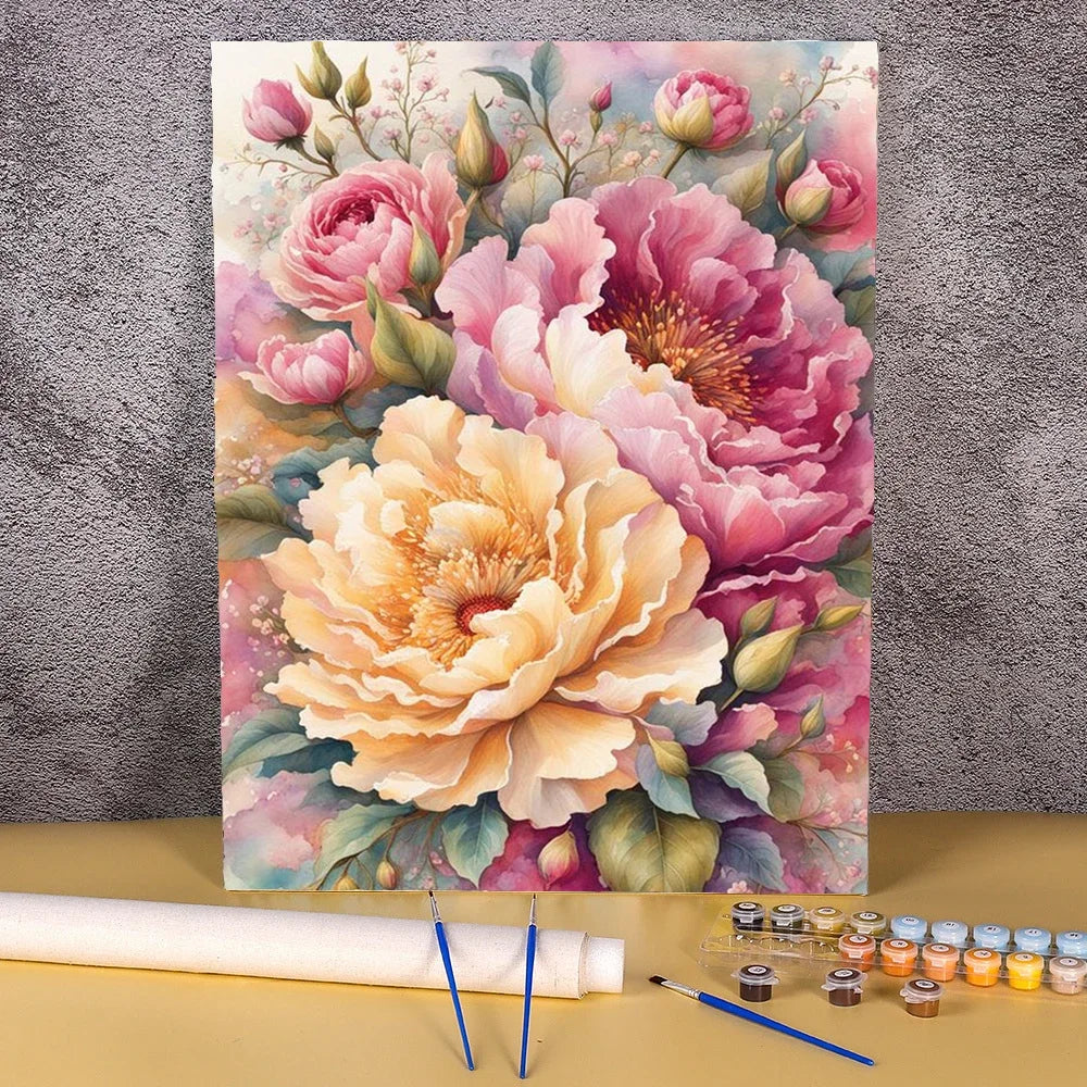 Painting By Numbers For Adults Peony Flower Handpainted Picture Personalized Gift Paint With Numbers Drawing For Home Decors
