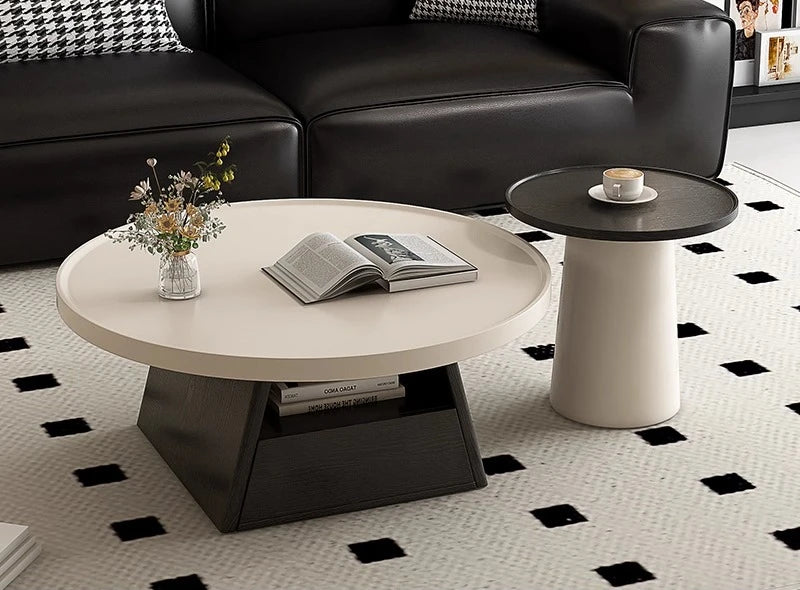 Middle-aged Style Coffee Table Modern Simple Living Room Home New Style Light Luxury High-end Small Apartment Round Coffee Table