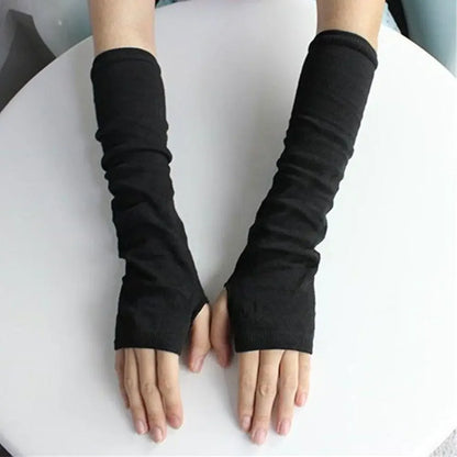 Punk Solid Color Star Knitted Gloves Y2k Gothic Wool Sleeve Cuff Long Hand Sleeve Arm Warmers Winter
