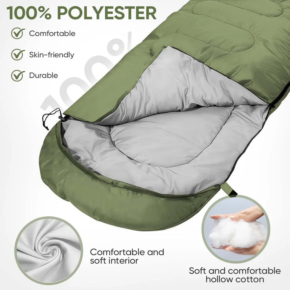 Camping Sleeping Bag Ultralight Waterproof 4 Season Warm Envelope Backpacking Sleeping Bags for Outdoor Traveling Hiking