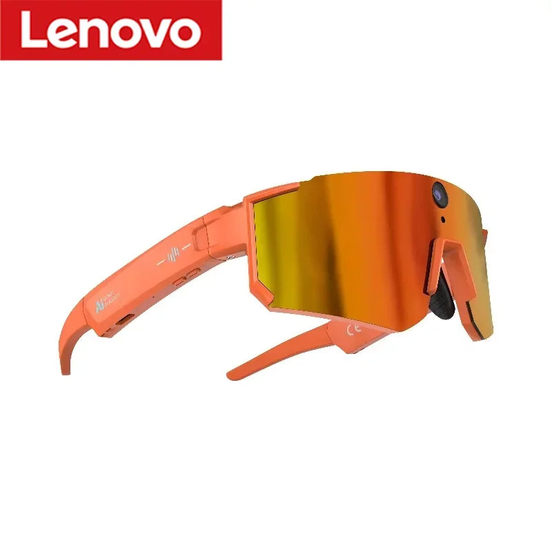 Lenovo 1600w AI Smart Camera Glasses Anti-shake 1080P Video Photo Cycling Sport ChatGPT Sunglasses DualMic 32GB Windproof Goggle