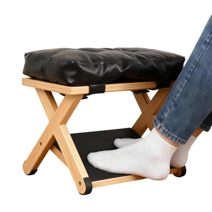 Under Desk Stool Wooden Double-Layer Non-Slip Ergonomic Leg Rest Office Desk Footrest for Home Dorm Office Apartment Study