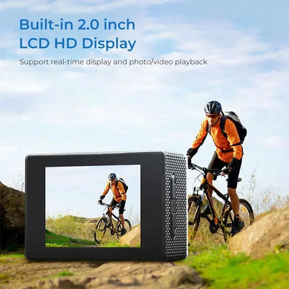 Action Camera Ultra Full HD 1080P 2.0-inch Screen Camcorder Underwater Waterproof Video Recording Sport Extreme Go Pro Cam