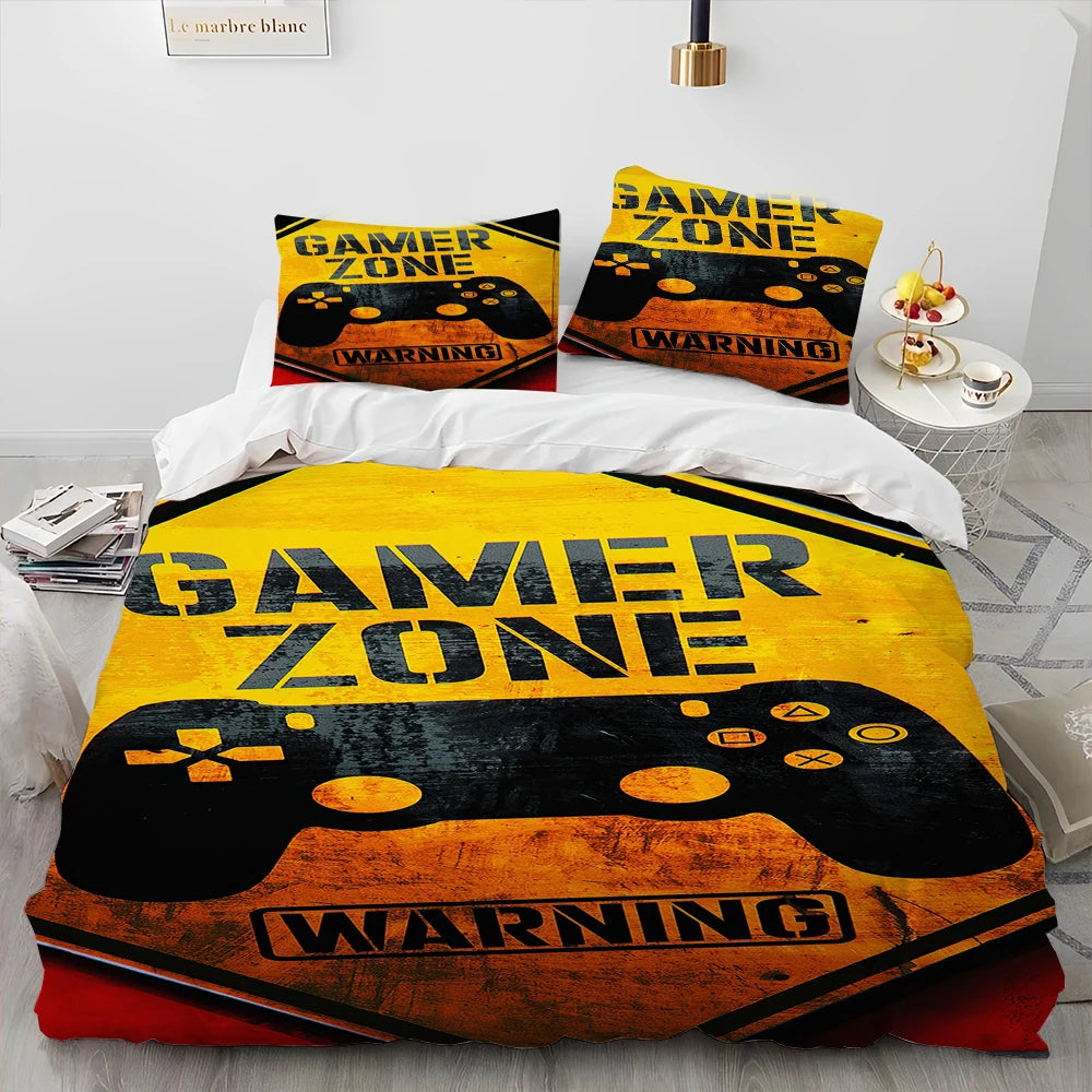 Cartoon Gamer Game Controller Comforter Bedding Set,Duvet Cover Bed Set Quilt Cover Pillowcase,King Queen Size Bedding Set Child