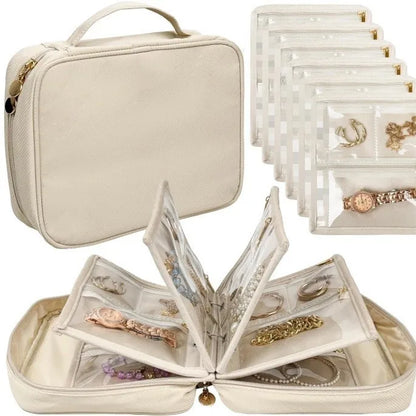 Travel Jewelry Organizer Case,Jewelry Bags Jewelry Storage Book Binder with Clear Zipper Velvet Pouch for Traveling,Earrings
