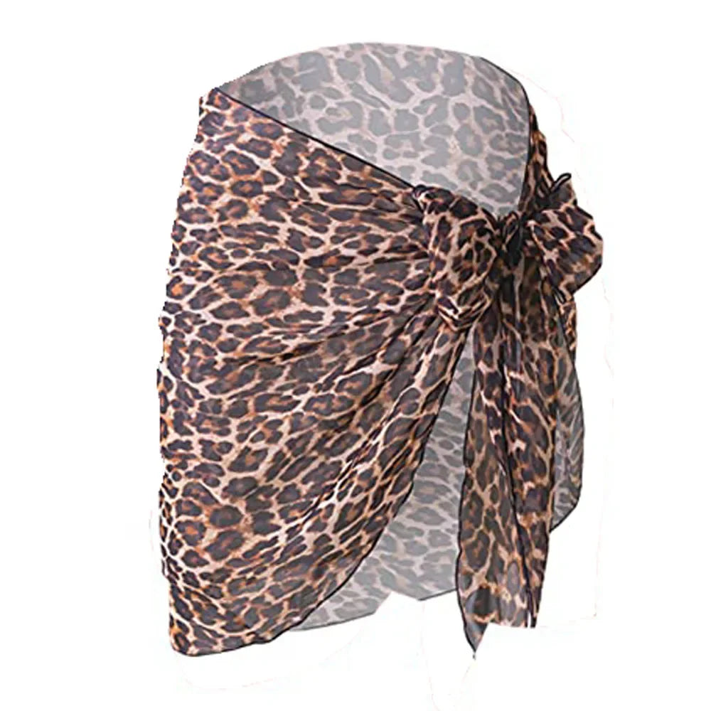 Women Short Sarongs Bathing Suit Wrap Swimsuit Coverups Beach Bikini Sheer Short Skirt Chiffon Scarf Cover Ups for Swimwear