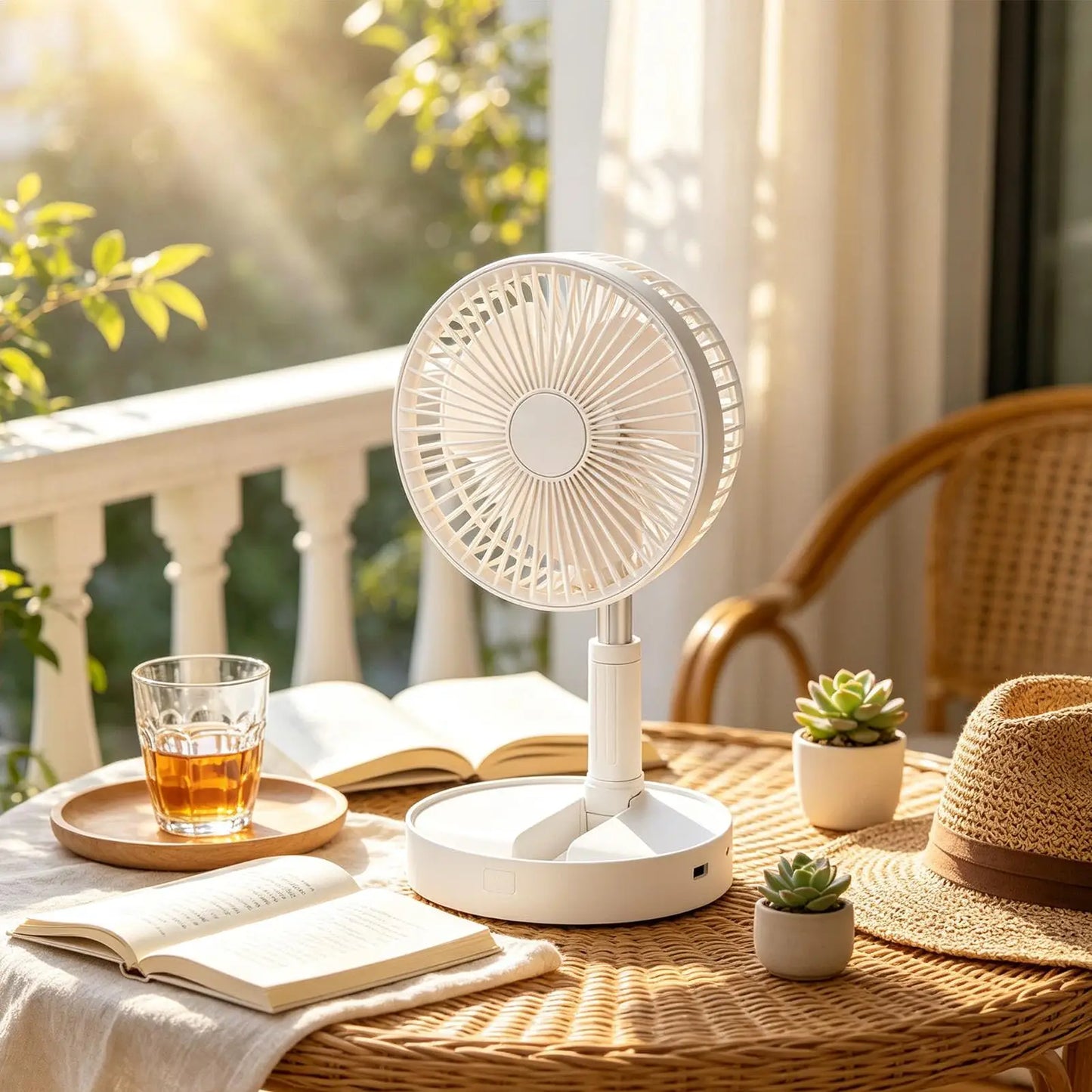 Portable Standing Fan 185-Degree Tilt Air Blower Silent Foldable Rechargeable Standing Fan For Home Outdoor Camping Travel Patio