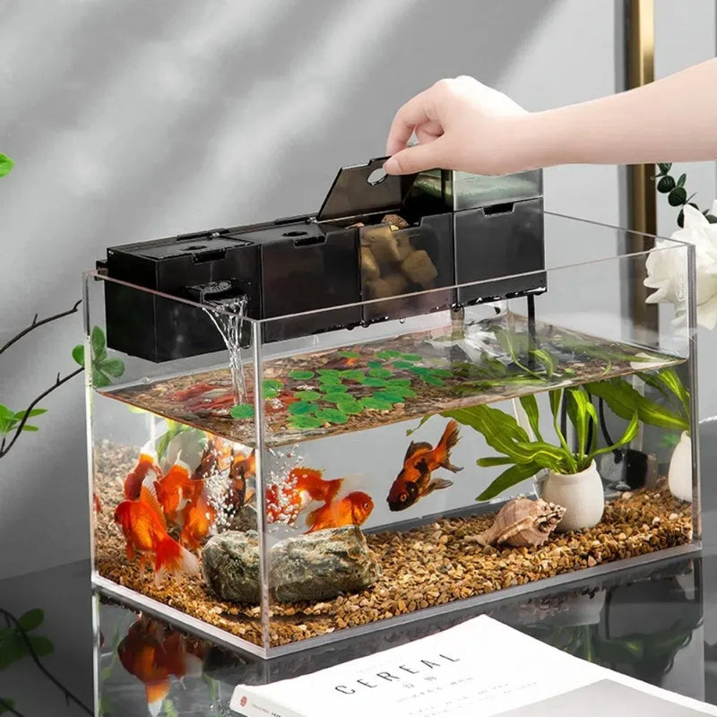 Three-in-one External Aquarium Filter Plastic Silent Fish Tank Filter Box Built-in Oxygenated Water Purifier Aquarium