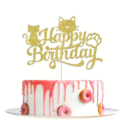 2Pcs Festive Cat Themed Cake Decorating Supplies Set: Adorable Cat Cake Topper, Decorations for Halloween,Christmas Celebrations