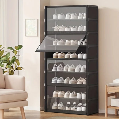 Shoe Rack-Shoe Storage Cabinet Vertical Shoe Organizer for Closet Entryway Corner Bedroom-  Stackable DIY Narrow Shoe Shelv