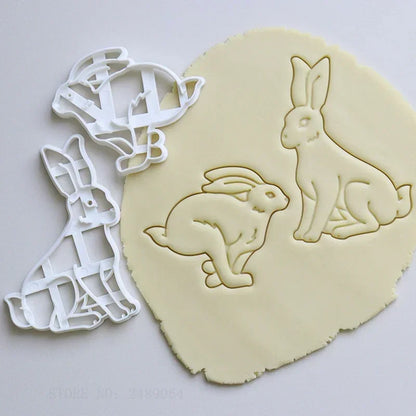 Easter Cookie Cutters Cute Yoga Rabbit Egg Plastic Cookie Embossed Molds DIY Baking Cakes Decorations Tools Kitchen Accessories