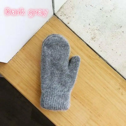 1 Pair Double-layer Rabbit Hair Gloves Female Winter Korean Version of Solid Color All Fingers Winter Women Gloves Girls Mittens