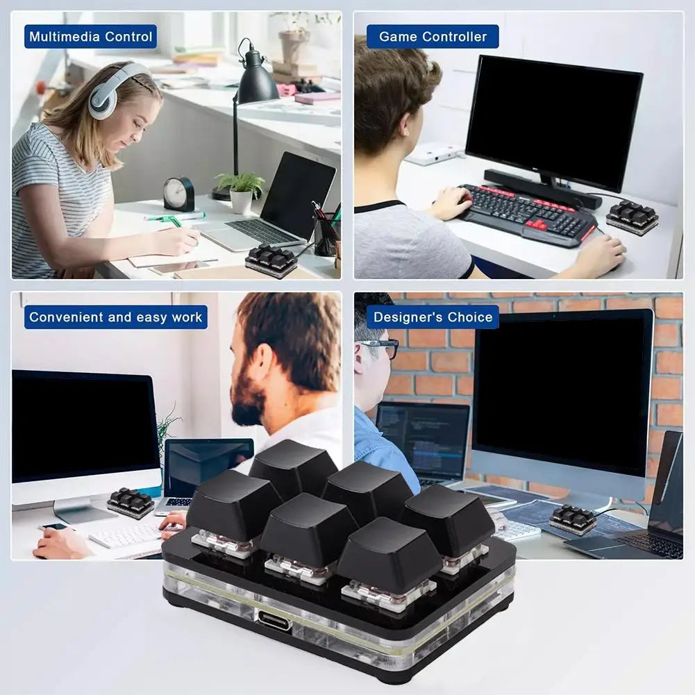 Mini 6 Keys Keyboard Bluetooth Custom Keypad Wireless Rechargeable Shortcut Dual Macro Hardware Keyboard Programmable Drawing