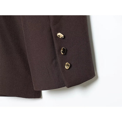 Women's Blazer Coats Autumn Fashion Buckle Decoration Long Sleeve Blazers Female Outerwear Chic Tops