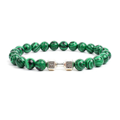 Dumbbells For Men Beads Bracelet Natural Black Volcanic Lava Stone Energy Barbell Fashion Bracelets Bangles Handmade Jewelry