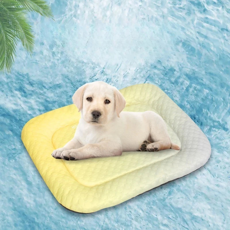 Pet Cooling Mat Portable Foldable Dog Bed Solid Color Breathable Pet Sleeping Pad for Outdoor Travel Home Use