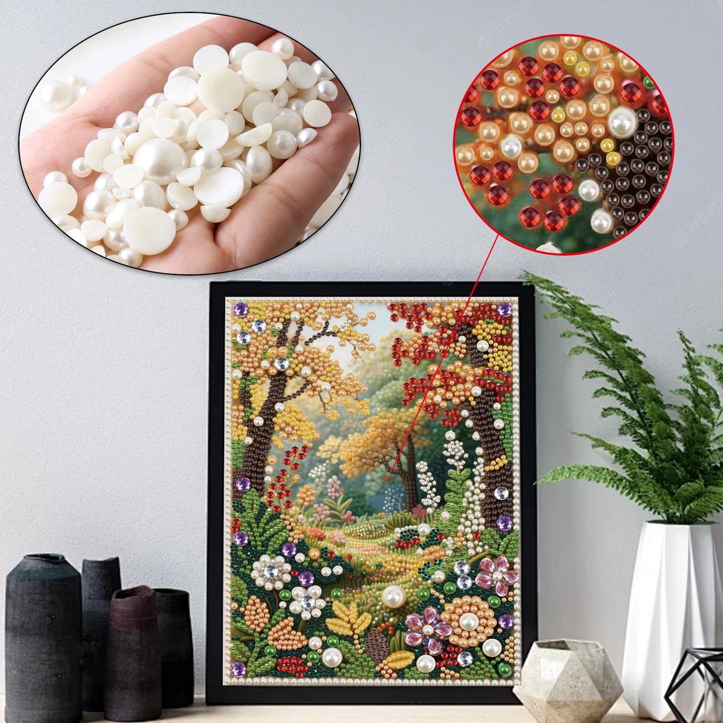 DIY Pearl Diamond Art Painting kits for Adults and Beginners,fine view Sparkling Painting Craft Home Wall Decor handmade Gift