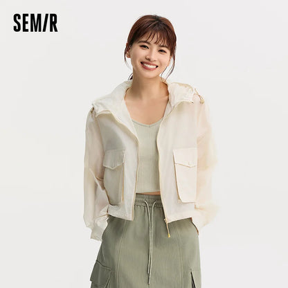 Semir Jacket Women Cropped Oversize 2025 New Summer Hooded Sun Protection Textured Coat for Outdoor Activities