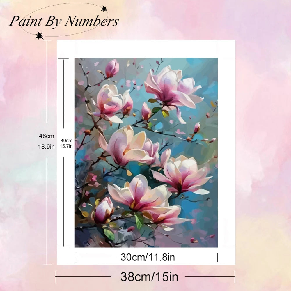 Momoart Picture By Numbers with Frame Flower DIY Painting By Number Framed Peach Blossom on Canvas Decor for Home HandPainted