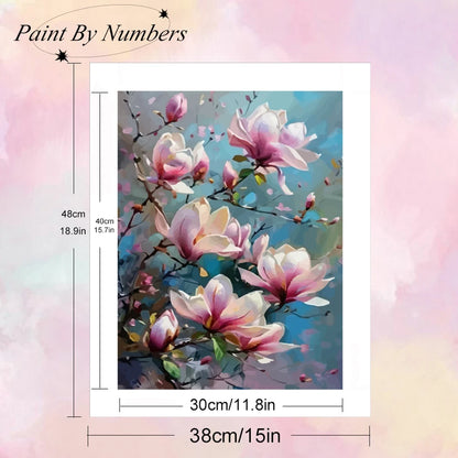 Momoart Picture By Numbers with Frame Flower DIY Painting By Number Framed Peach Blossom on Canvas Decor for Home HandPainted