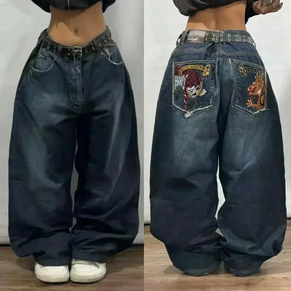 American Fashion Trend Joker Best Sell Special Spot Jeans Women Street Y2K New Punk Oversized Wide-leg Pants Unisex Casual Jeans