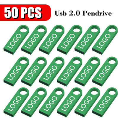 50PCS/lot Free Custom Logo Pendrive 16GB USB Creative Metal Key USB 2.0 Flash Drive Pendrive 4GB 8GB 32GB 64GB Memory Stick