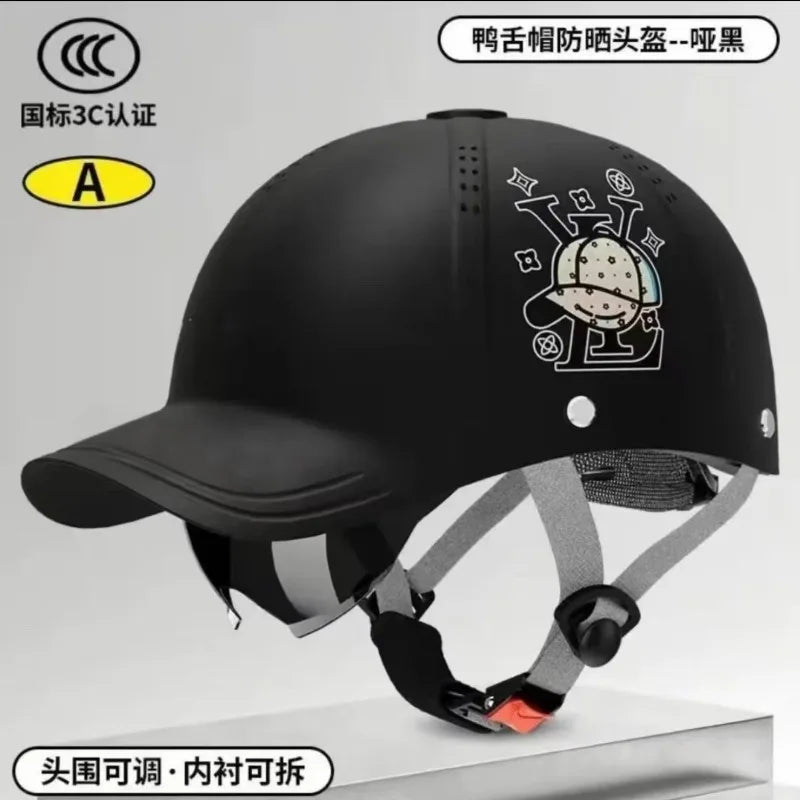 New motorcycle helmet sunshade, electric bicycle riding motorcycle breathable retro hard duckbill cap semi helmet fashionable