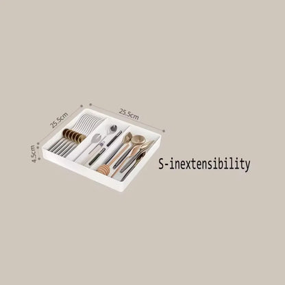 Drawer Organizer, Cutlery Tray for Kitchen Drawer, Expandable Utensil with Compartment, Spoons Forks Knives Cutlery Holder