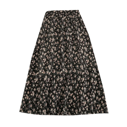 Women's Fashion And All-match Spring And Summer Casual Retro Temperament Floral Printed Skirt Falda Larga Elegante Para Mujer