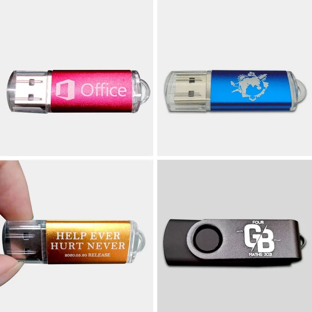 100Pcs/lot USB 2.0 Flash Drive 4GB 8GB Pen Drive 128M Usb Sticks 1GB 2G Pendrives 16GB Memory Flash 32GB U Disk Free Custom Logo