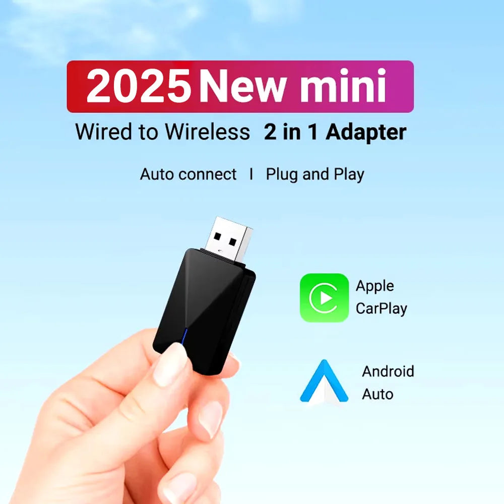 Wired to Wireless CarPlay and Android Auto 2in1 Mini Box  5GHz WiFi5 Transmission Speed Plug and Play Fashionable and Portable