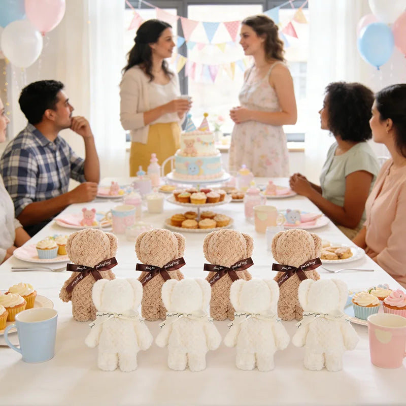 1-10Pcs Teddy Bear Towel Gift for Baby Shower Kids Birthday Party Favors Wedding Anniversary Guests Gift Christmas Easter Decor