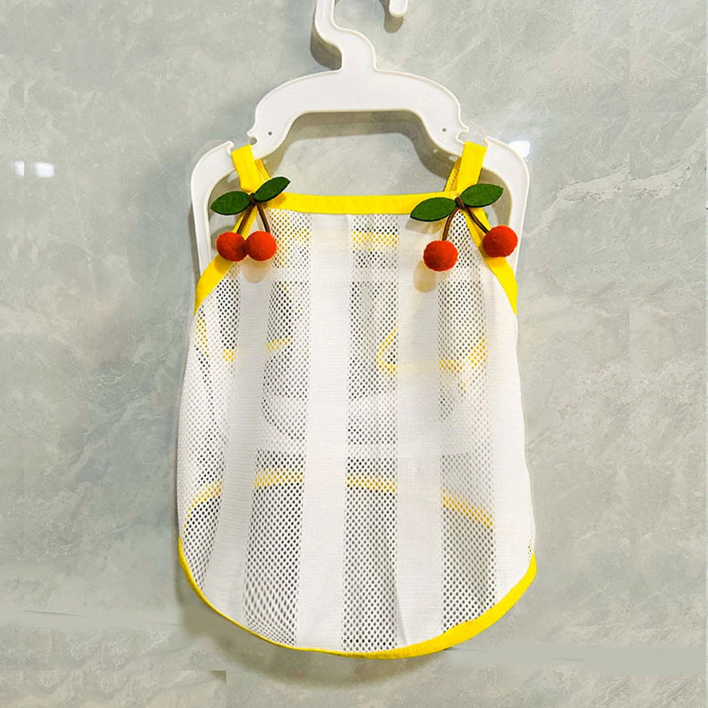 Breathable Cute Pet Dog Clothes For Small Dogs Chihuahua French Bulldog Summer Vest T Shirt Cherry Lovely Puppy Clothing
