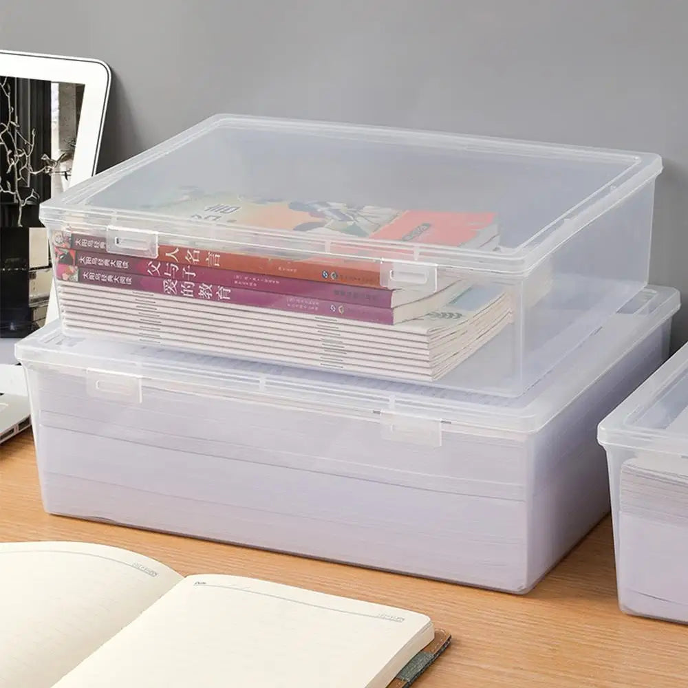 Plastic Storage Box For Office Large Capacity Transparent Paper Storage Case Desktop Storage Organization Document Box
