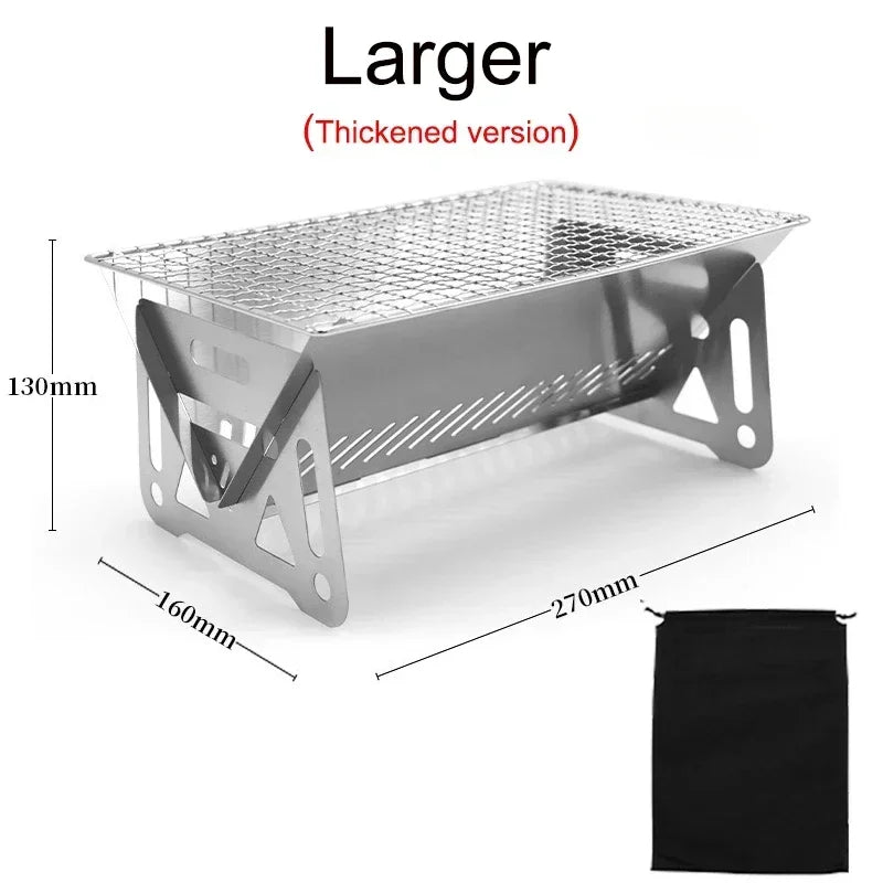 Portable Folding Barbecue Grill Heating Stoves Multifunction Camping BBQ Grill Rack Net Firewood Stove Stainless Steel BBQ Grill