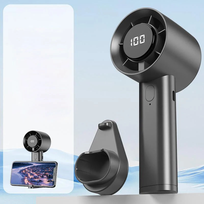Portable Mini Handheld Fan High-Speed Desktop And Handheld Fan LED Display 100 Speeds USB Rechargeable Battery For Outdoor Use