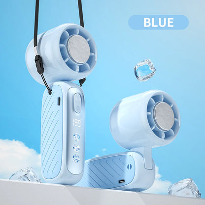Portable Handheld Fan 199 Speeds ICE Cooling Trendy Personal Fan with Detachable Base Phone Stand Neck Lanyard for Travel