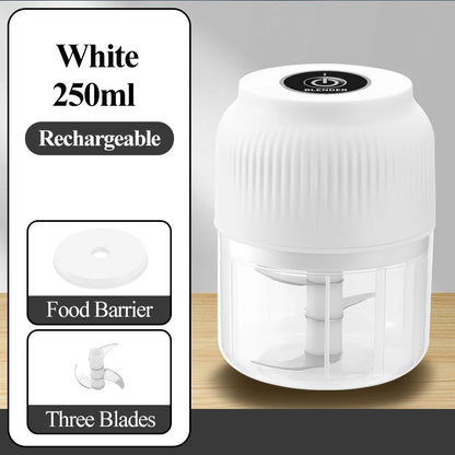 TINSOL 250ml Mini Wireless Electric Garlic Masher USB Rechargeable Vegetable Chopper Garlic Grinder Kitchen Garlic Food Chopper