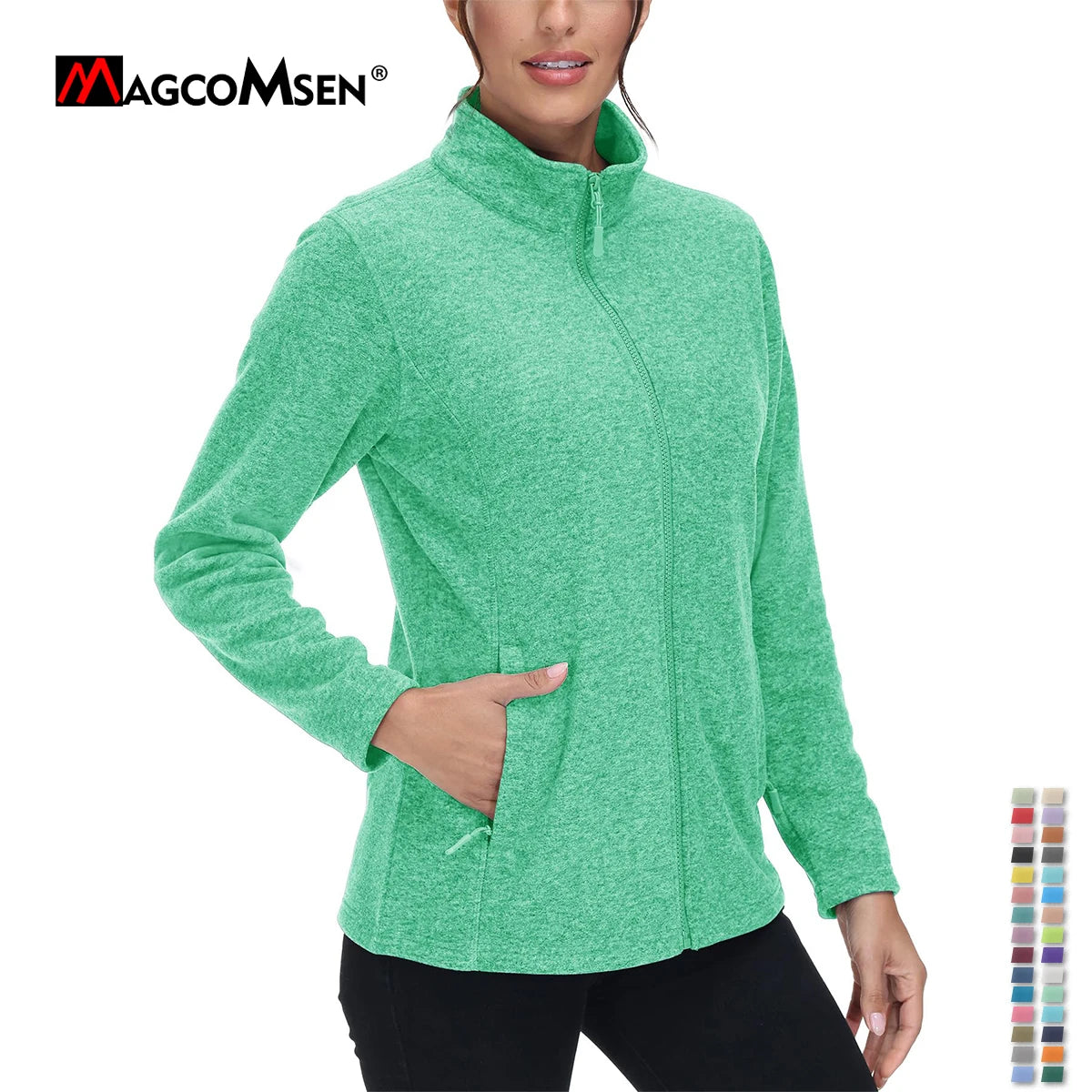 MAGCOMSEN Lightweight Women's Fleece Jackets Womens Athletic Warm Sweatshirts Casual Turtleneck Sweater Coat Sports Tops