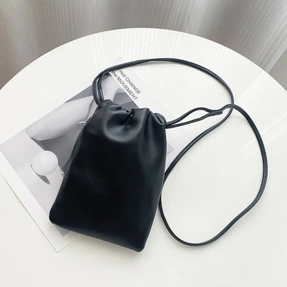 New Pu Leather Women Handbags Large Capacity Candy Color Crossbody Bags Solid Flap Mini Bucket Bag