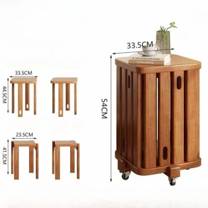 Stackable Stool Wooden Stools Luxury Modern Aesthetic Mobile Dining Rooms Stools Decorative Multifunctional Stool with Wheels