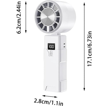 Portable Handheld Fan Desktop USB Rechargeable Foldable Fan For Travel, Real Time Display Power Mini Cooling Fan with Adjustable