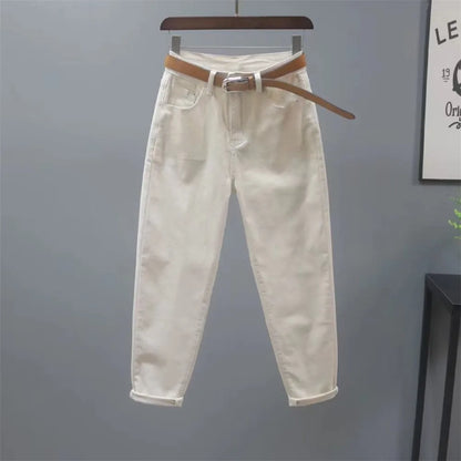 White Jeans Women's Loose Casual Harem Pants Spring Summer Korean Ankle-Length Denim Pants Lady Cowboy Trousers Khaki Black