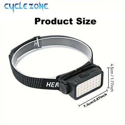 Rechargeable Headlamp with 32 LED 5 Modes Adjustable Headlight Portable for Outdoor Adventures at Night Fishing Walking Hiking