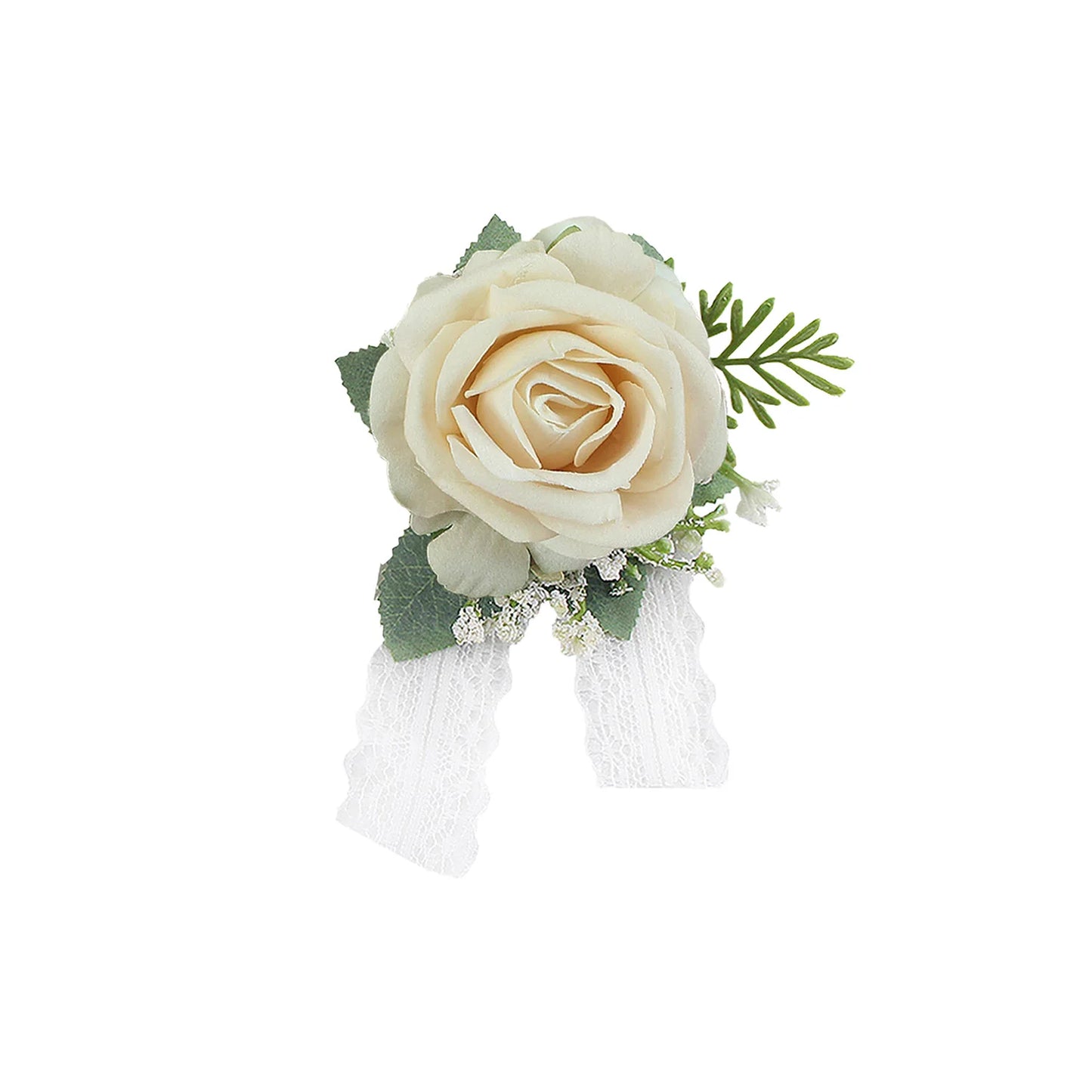 Girls Bridesmaid Wrist Corsage Bridal Prom Party Flannelette Rose Lace Bracelet Fabric Hand Flowers Wedding Accessories