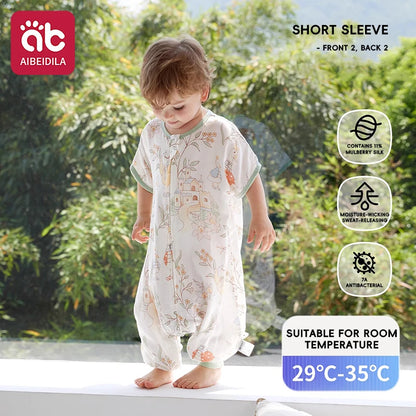 Swan Kids Sleeping Bag Cute Breathable Thin Sack Sleepsack Detachable Short Sleeves Sleepwear Wearable Blanket Bodysuit 1-5T