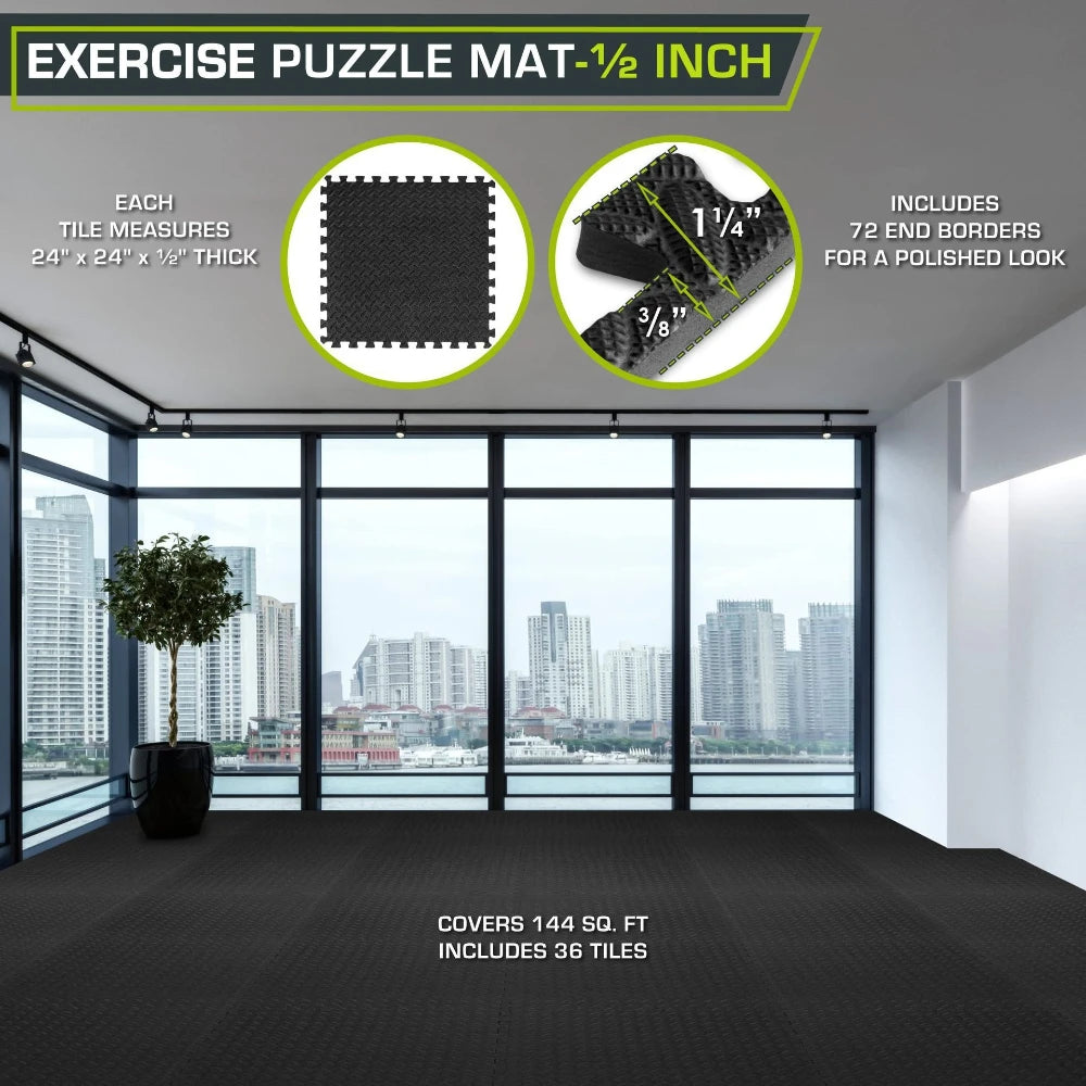 16 Piece Fitness Yoga Mat Soft EVA Foam Puzzle Mat Non Slip Interlocking Gym Mat Protective Mat for Fitness Equipment