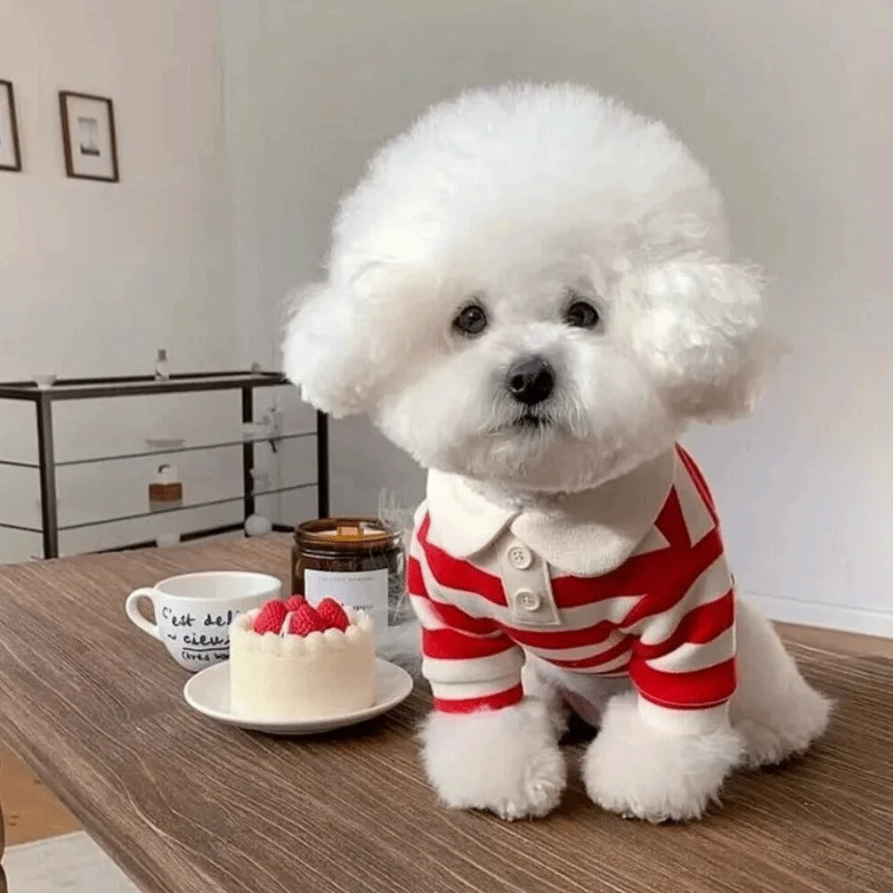Pet Outfits Collared Style Dog Striped Shirt Comfortable Soft Dog T Shirts Cooling Vest Breathable Cat Vest for Puppy Dogs Cats