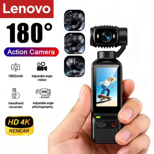 Lenovo HD 4K Action Camera 180° Rotatable Video Recording Entry Portable Action Camera For Vlog YouTube Tiktok Girls Record Life