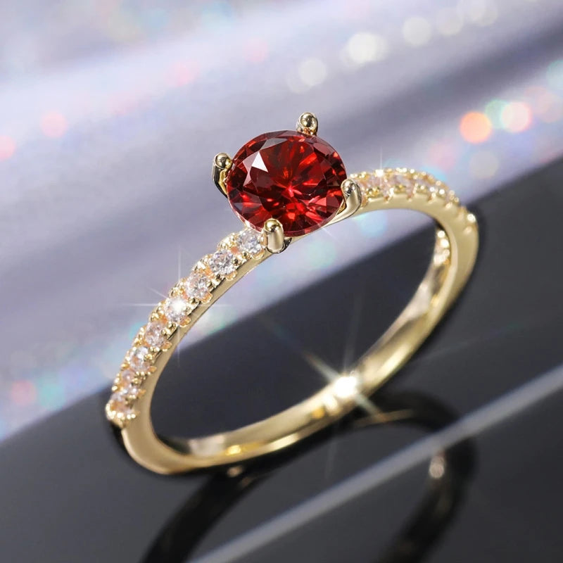 Huitan 4-Prong Setting Cubic Zirconia Wedding Ring for Women Simple Fashion Proposal Band Accessories Timeless Design Jewelry